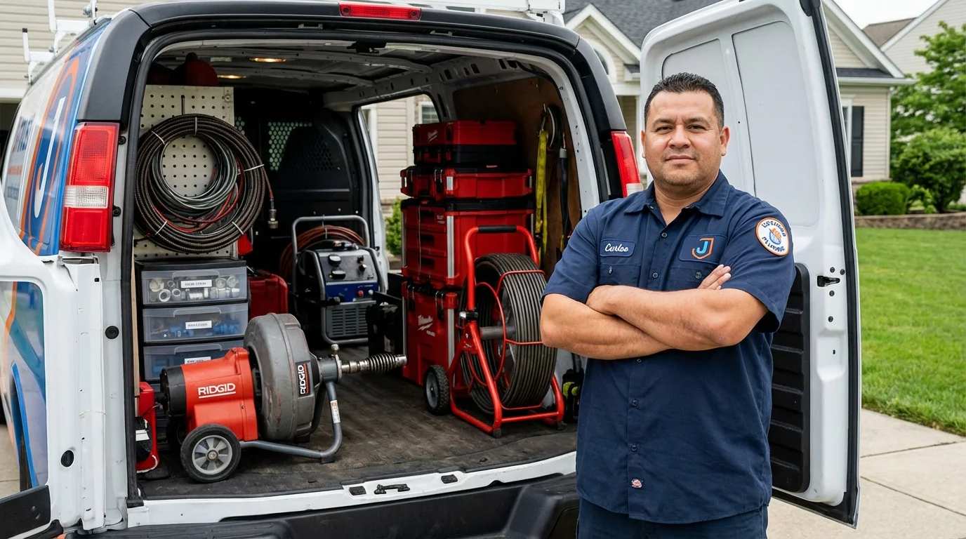 Professional drain cleaning equipment and Johns Plumbing LLC plumber in Eden Prairie