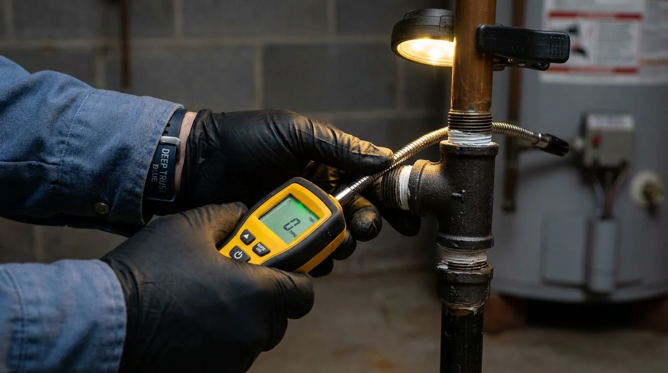 Gas leak detection with electronic sniffer by Johns Plumbing LLC in Eden Prairie